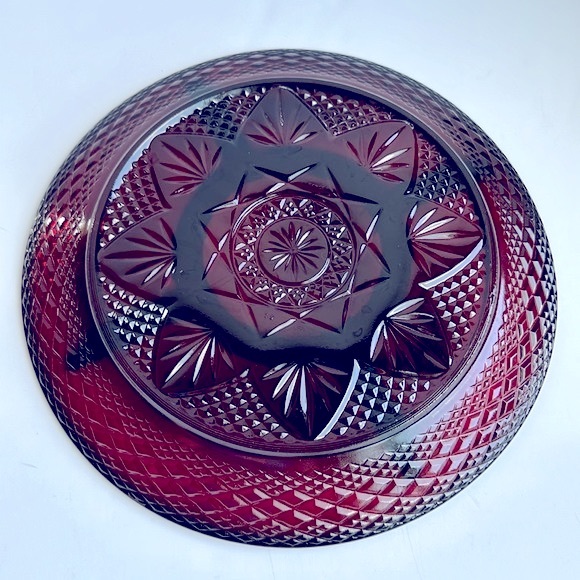 ‘Antique Ruby’ Cristal D'Arques France Ruby Red Divided Plate and Dip Bowl - Picture 9 of 11